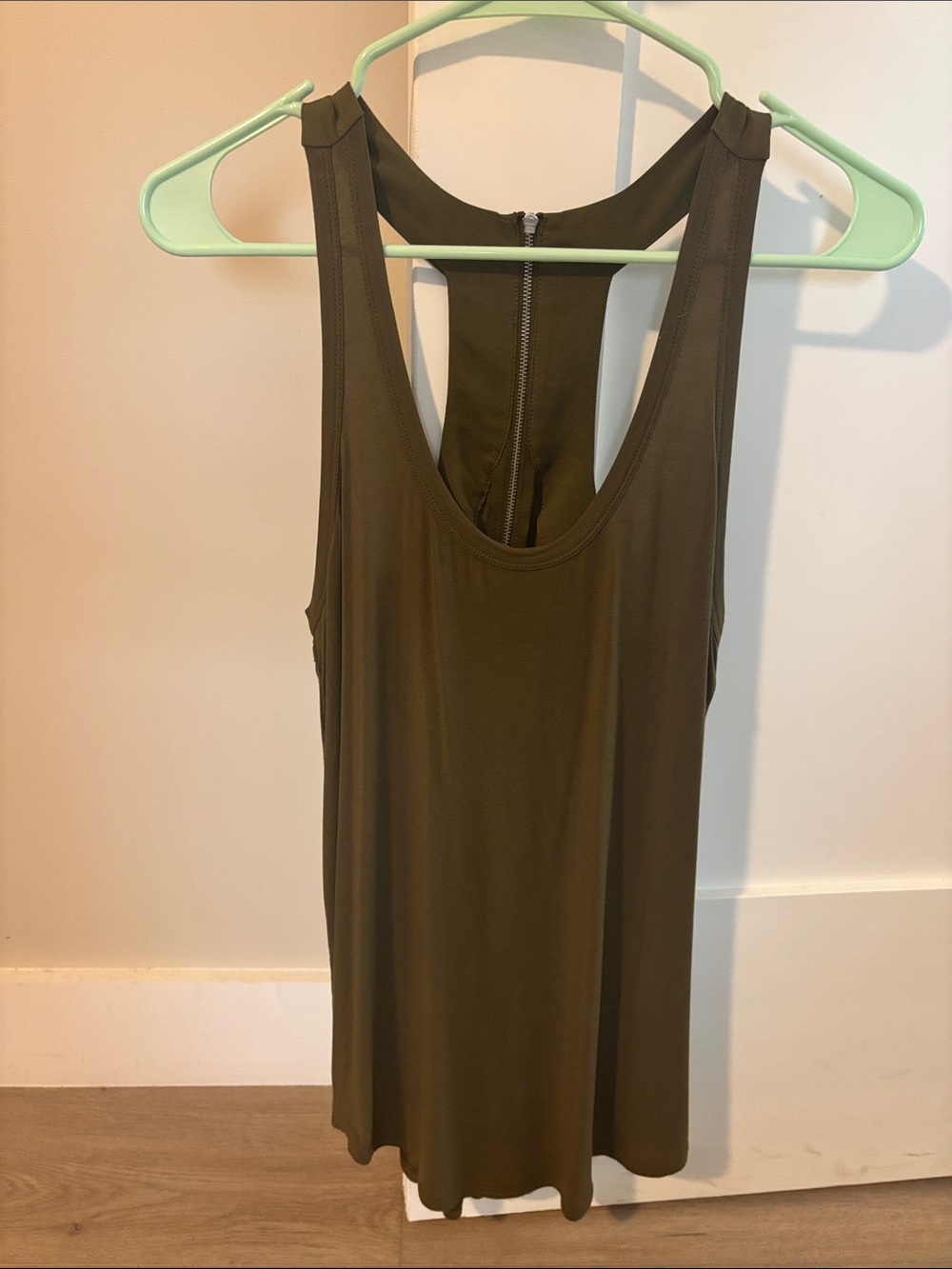 Trouve Olive Racerback Tank with Back Zip